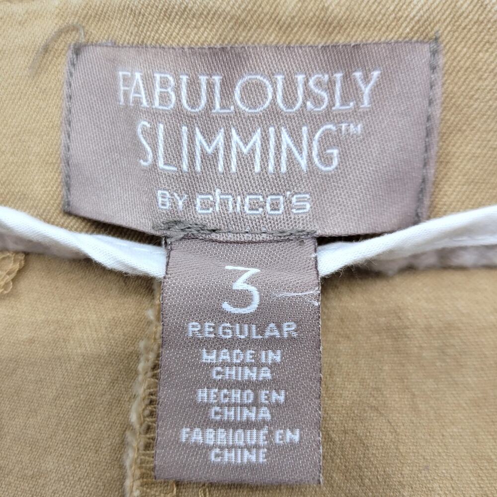 Chico's Fabulously Slimming High Rise Ankle Pants 3, 16, XL Beige Chino - Picture 7 of 9